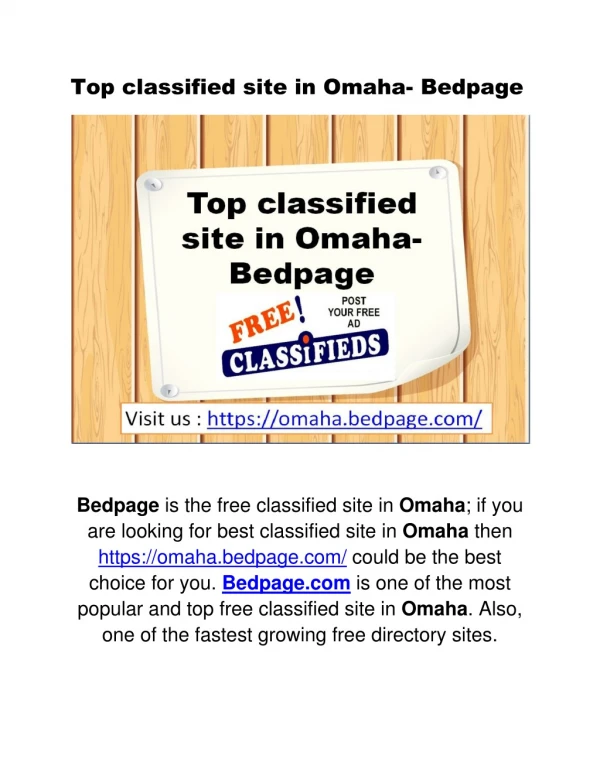 Top classified site in Omaha- Bedpage