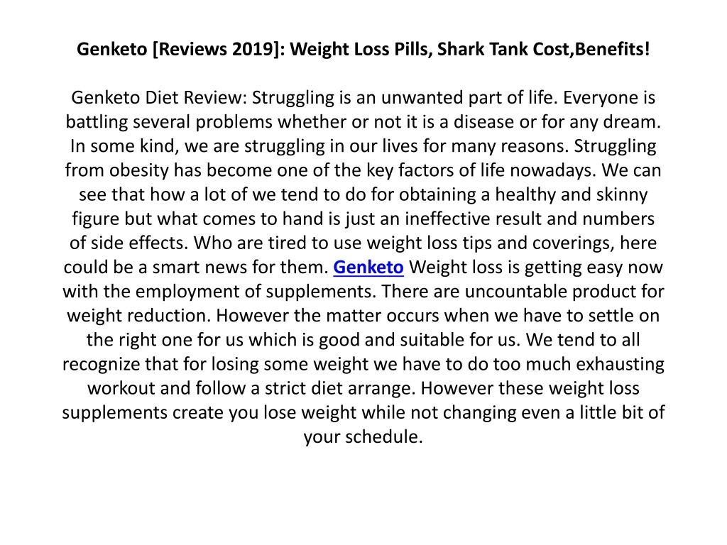 genketo reviews 2019 weight loss pills shark tank
