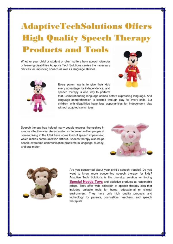 Adaptive techsolutions special needs toys