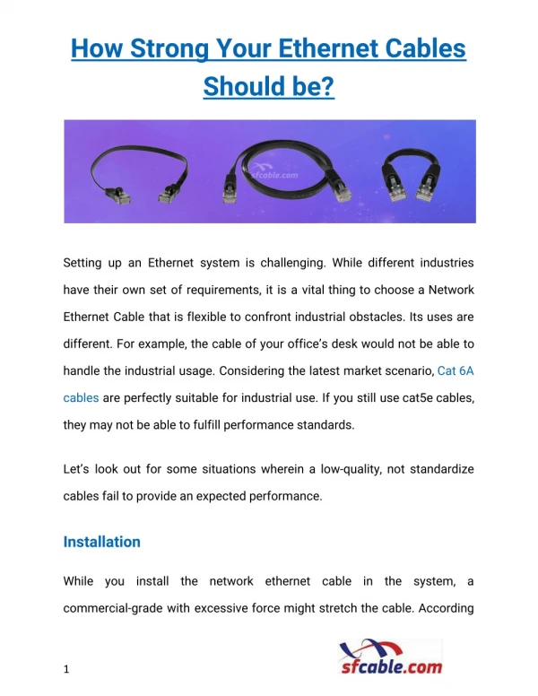 How Strong Your Ethernet Cables Should be?