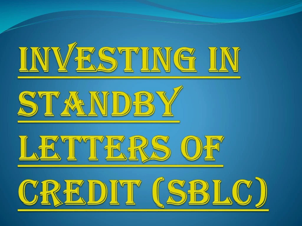 investing in standby letters of credit sblc