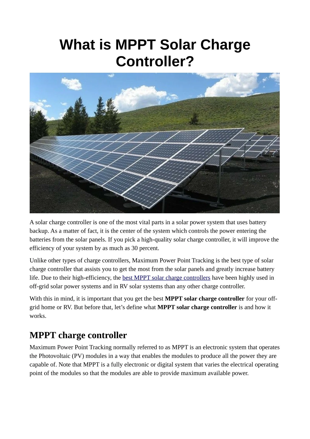 what is mppt solar charge controller