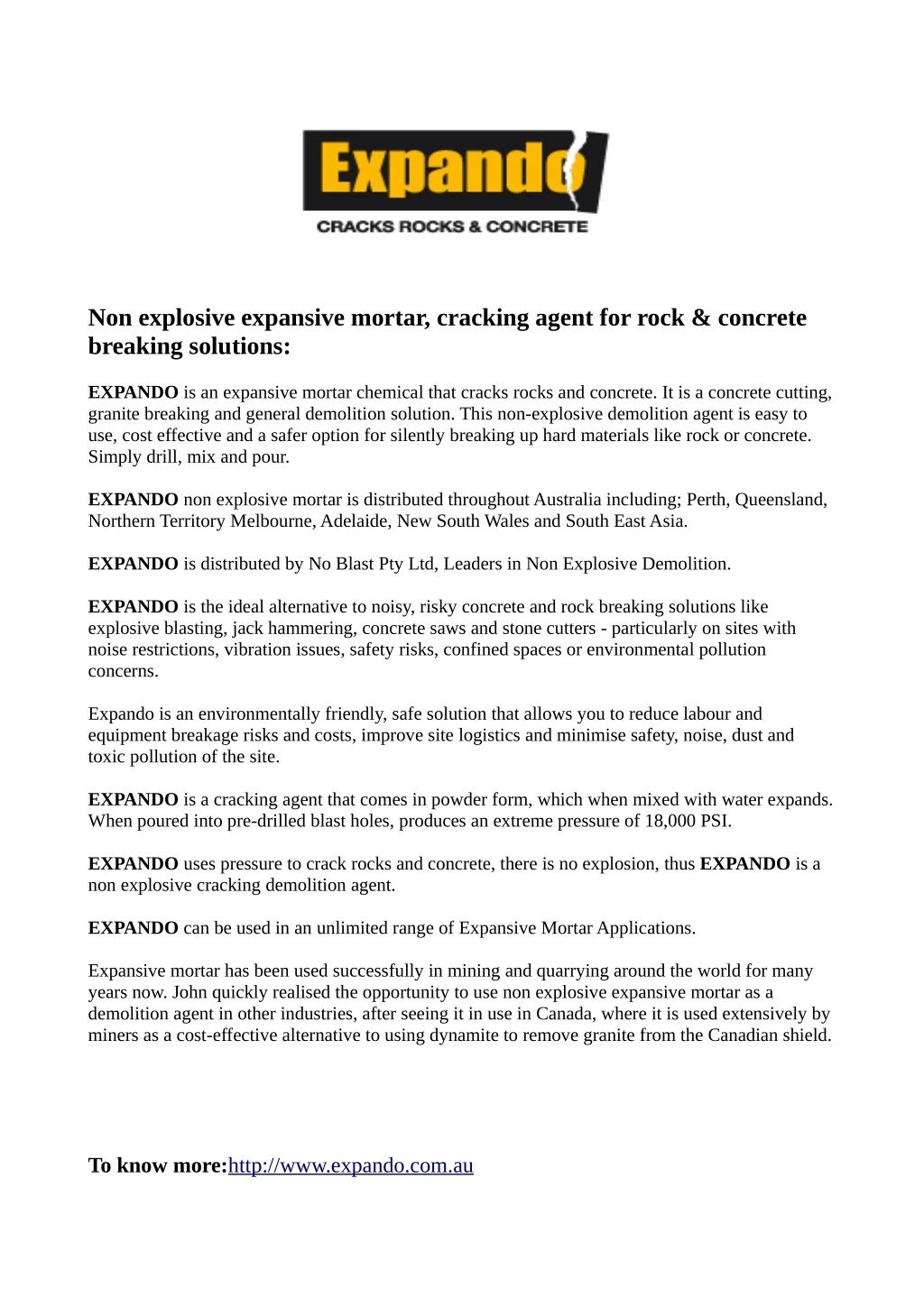 non explosive expansive mortar cracking agent