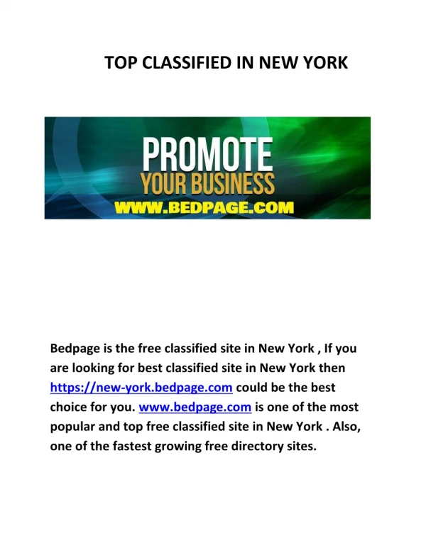 Top Fee Classified Site In NEW YORK