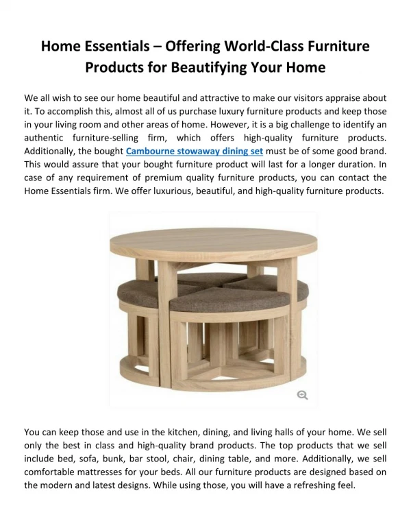 Home Essentials – Offering World-Class Furniture Products for Beautifying Your Home