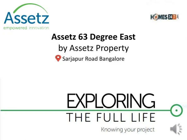 Assetz 63 Degree East Sarjapur|Bangalore|Ready To Move-In