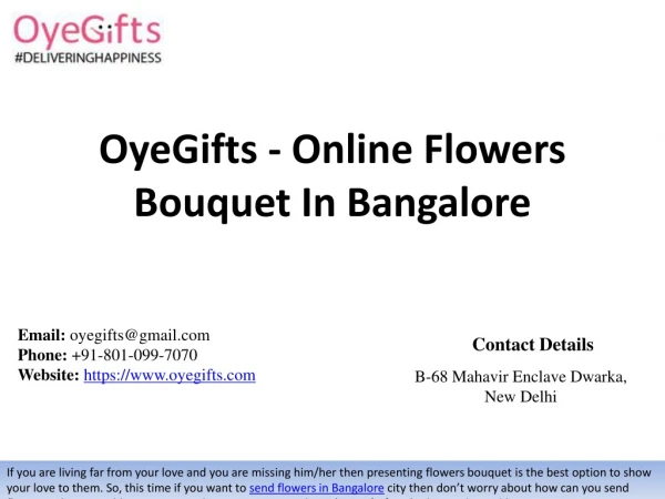 OyeGifts - Online Flowers Bouquet In Bangalore