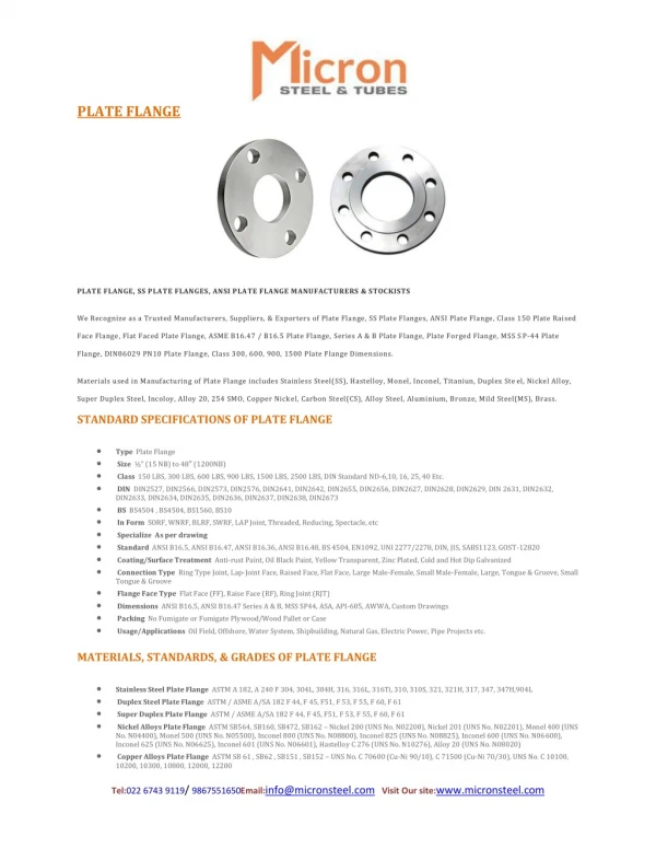 PLATE FLANGE