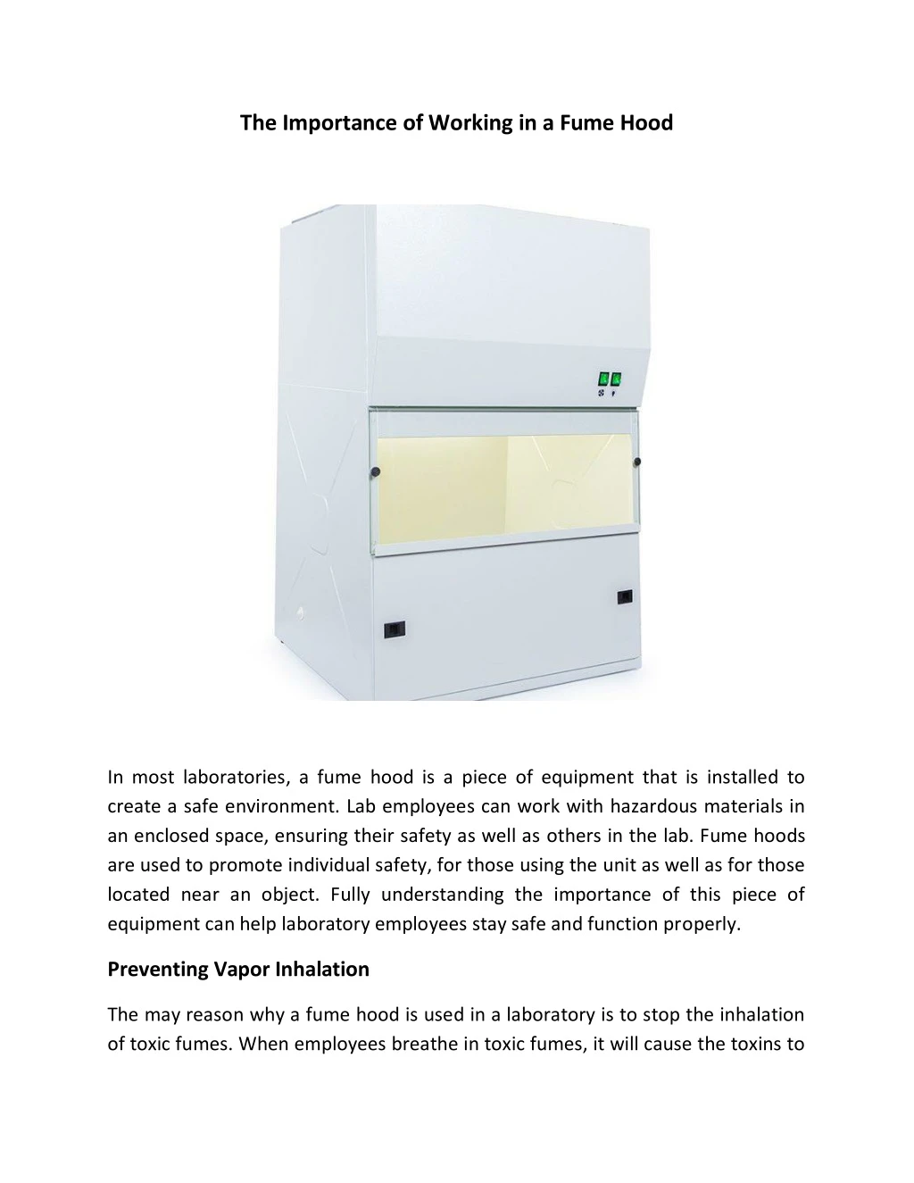 the importance of working in a fume hood