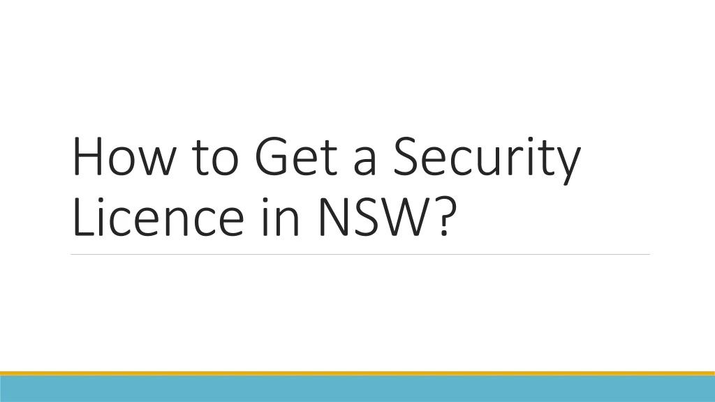 how to get a security licence in nsw