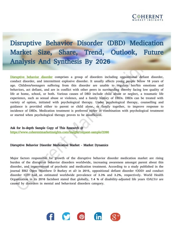 disruptive behavior disorder dbd medication