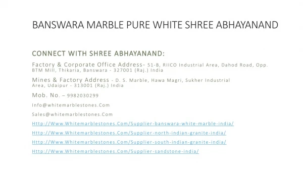 Banswara Marble Pure White Shree Abhayanand