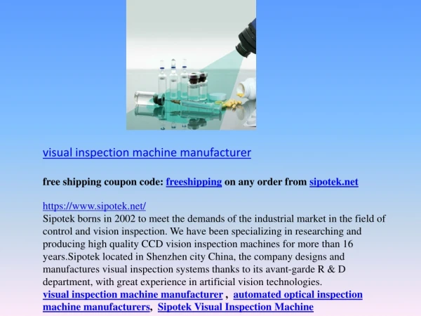 visual inspection machine manufacturer