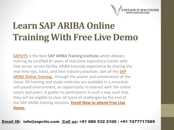 SAP Ariba online training in Hyderabad, Bangalore, Chennai, Delhi, India