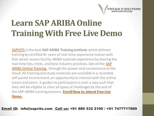 SAP Ariba online training in Hyderabad, Bangalore, Chennai, Delhi, India