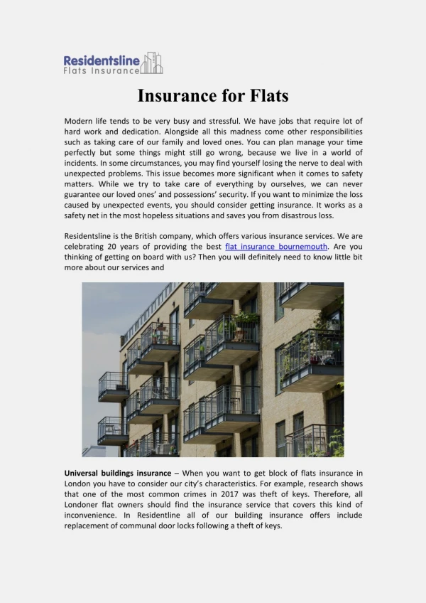 Insurance for Flats
