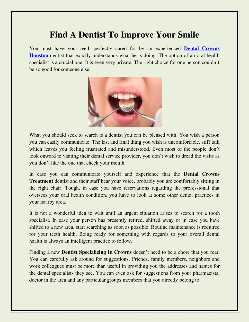 find a dentist to improve your smile