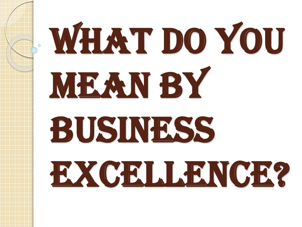 what do you mean by business excellence
