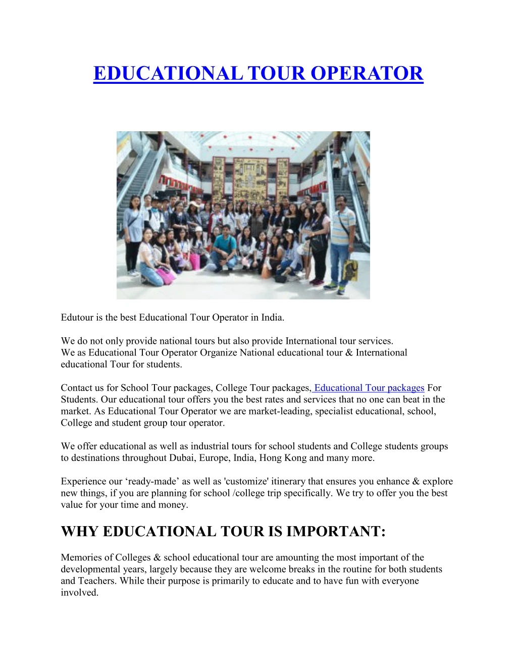 educational tour operator