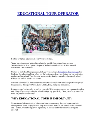 Educational Tour Operator | school tour packages | college tour - slide 1