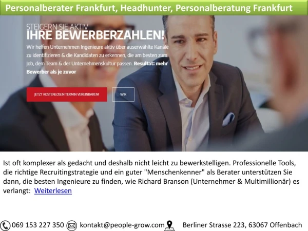 Headhunter Vertrieb Führungskräfte, Personalberater Frankfurt