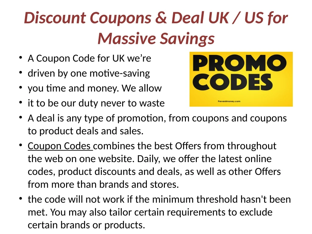 discount coupons deal uk us for massive savings