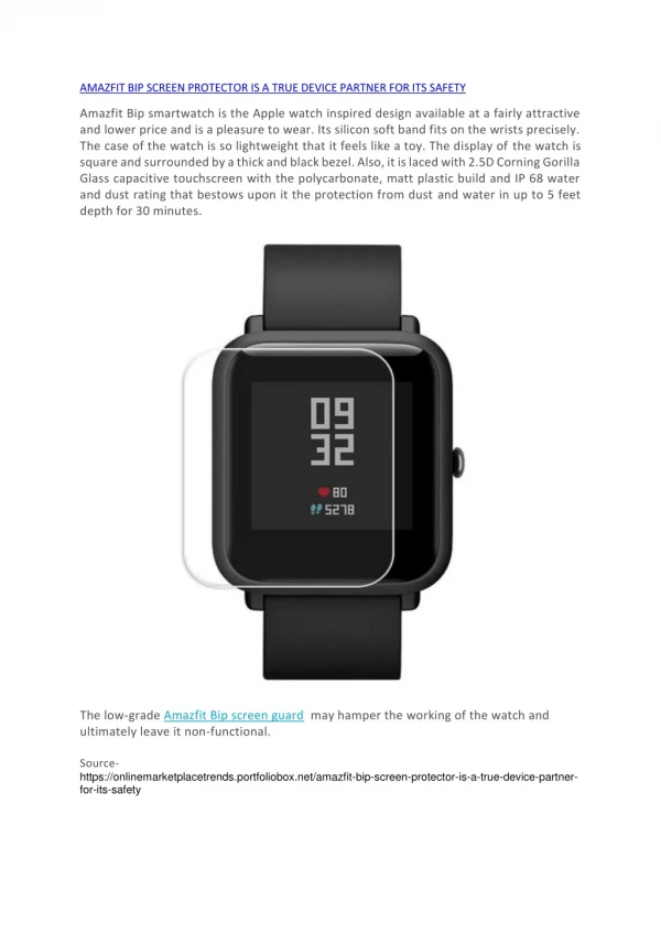 Amazfit Bip Screen protector Available Online