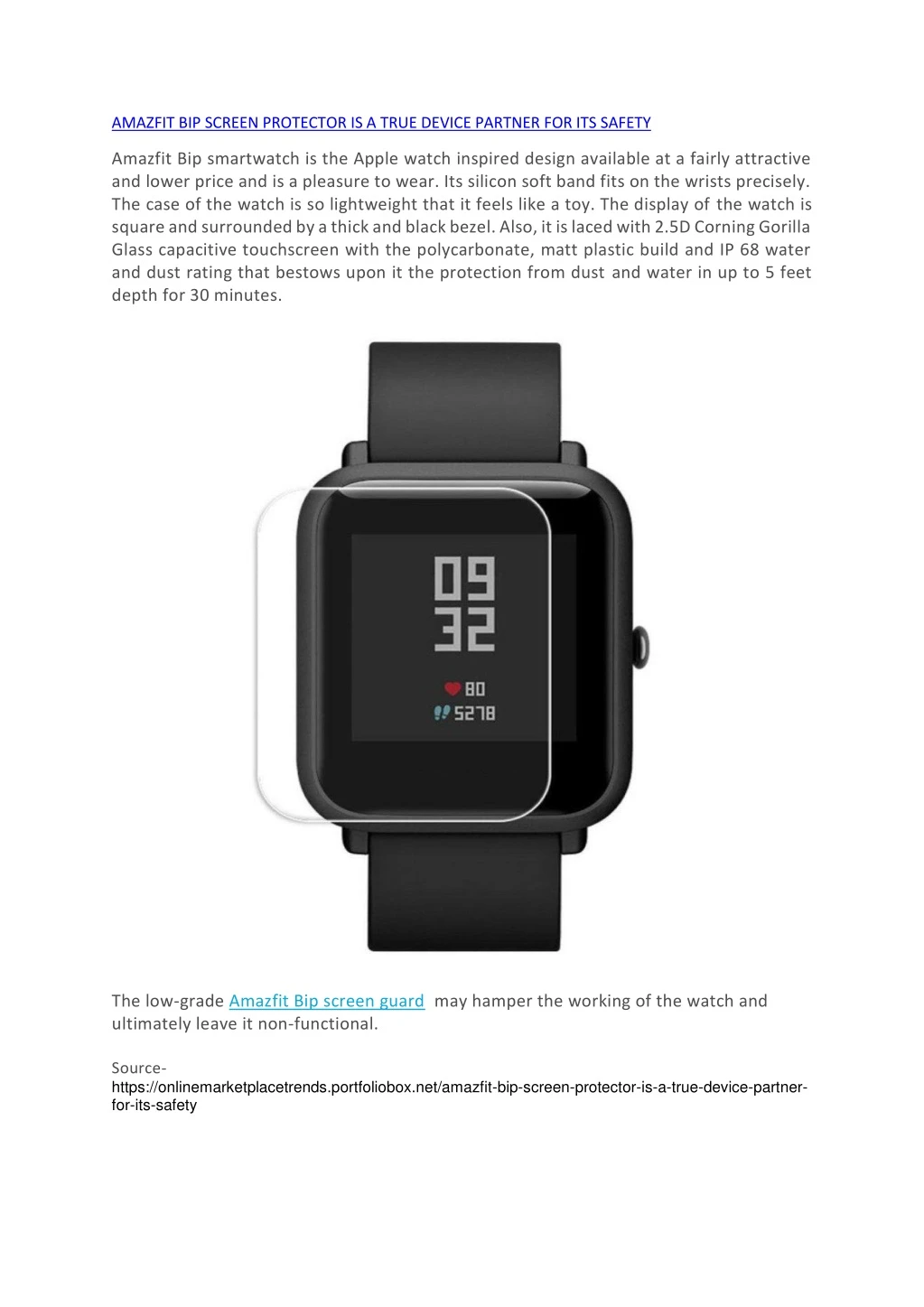 amazfit bip screen protector is a true device