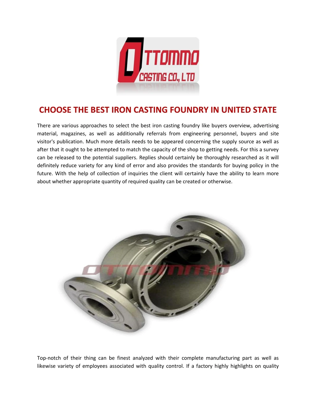 choose the best iron casting foundry in united