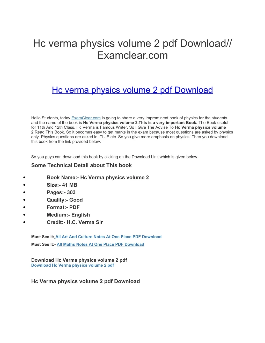 hc verma physics volume 2 pdf download examclear
