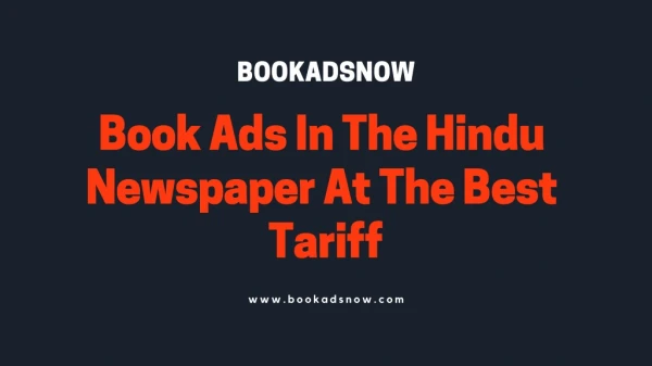 Book Advertisements in the Hindu Newspaper at the Lowest Tariff