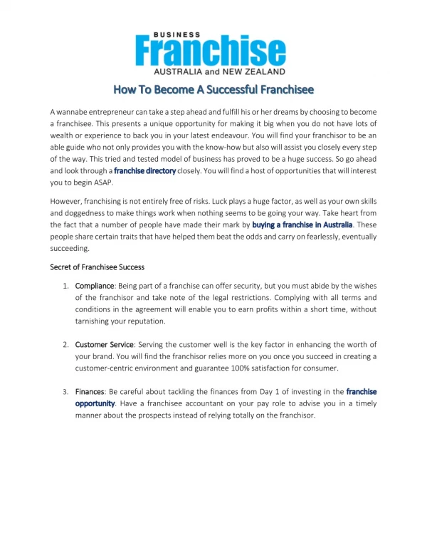 How To Become A Successful Franchisee