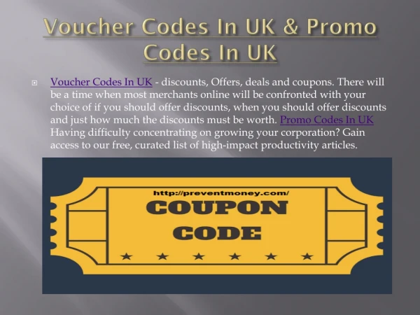 Voucher Codes In UK & Promo Codes In UK