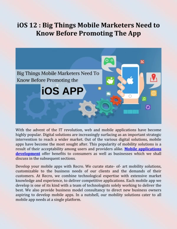 iOS 12 : Big Things Mobile Marketers Need to Know Before Promoting The App