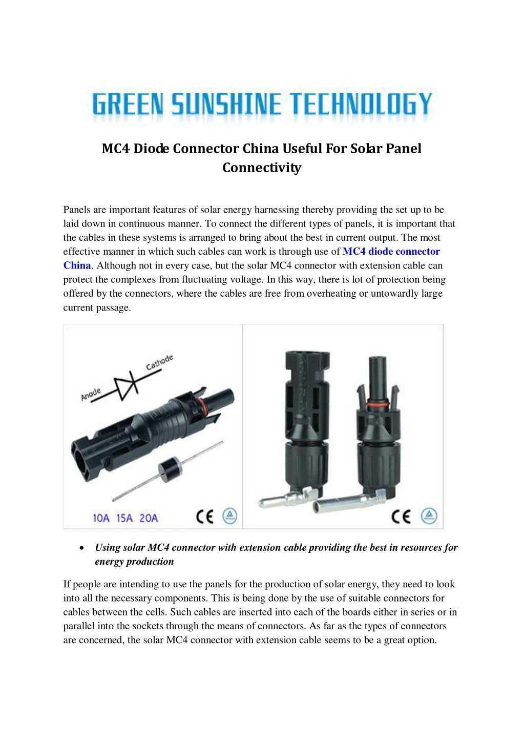 mc4 diode connector china useful for solar panel