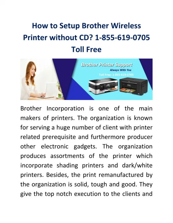 How to Setup Brother Wireless Printer Without CD? 1-855-619-0705 Toll Free