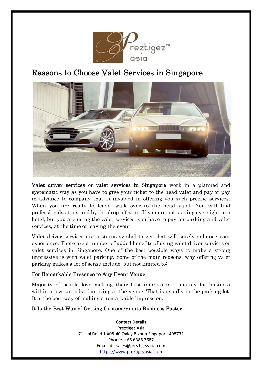 reasons to choose valet services in singapore