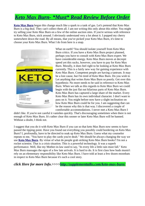 Keto Max Burn:–Ingredients, Side Effects & Where to Buy?
