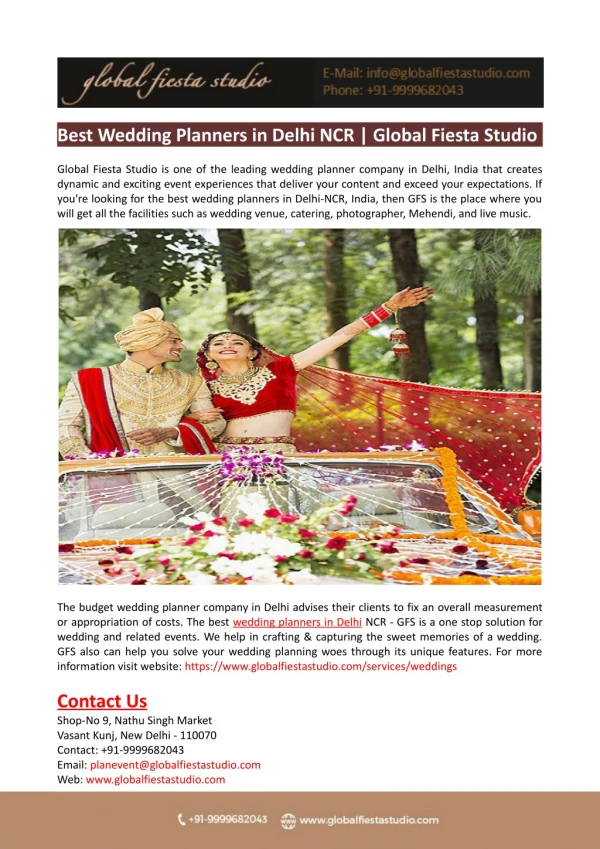 Best Wedding Planners in Delhi NCR-Global Fiesta Studio