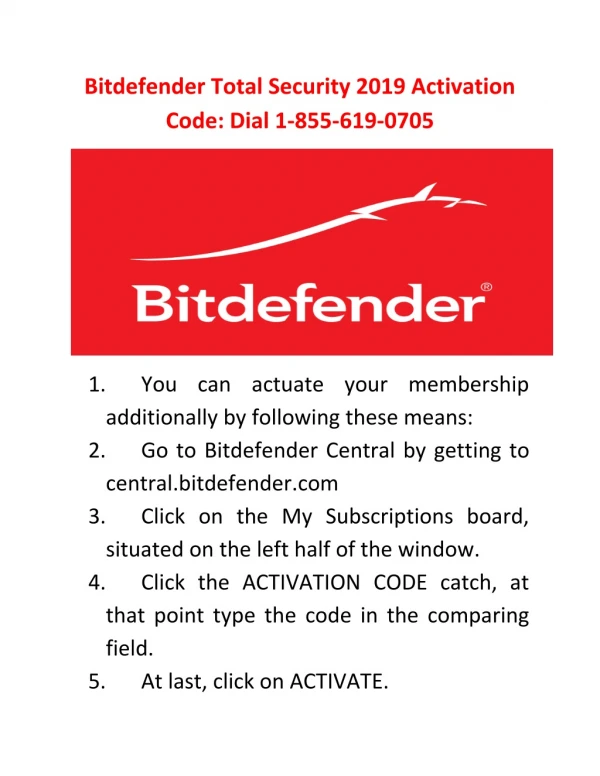 Bitdefender Total Security 2019 Activation Code: Dial 1-877-235-8666