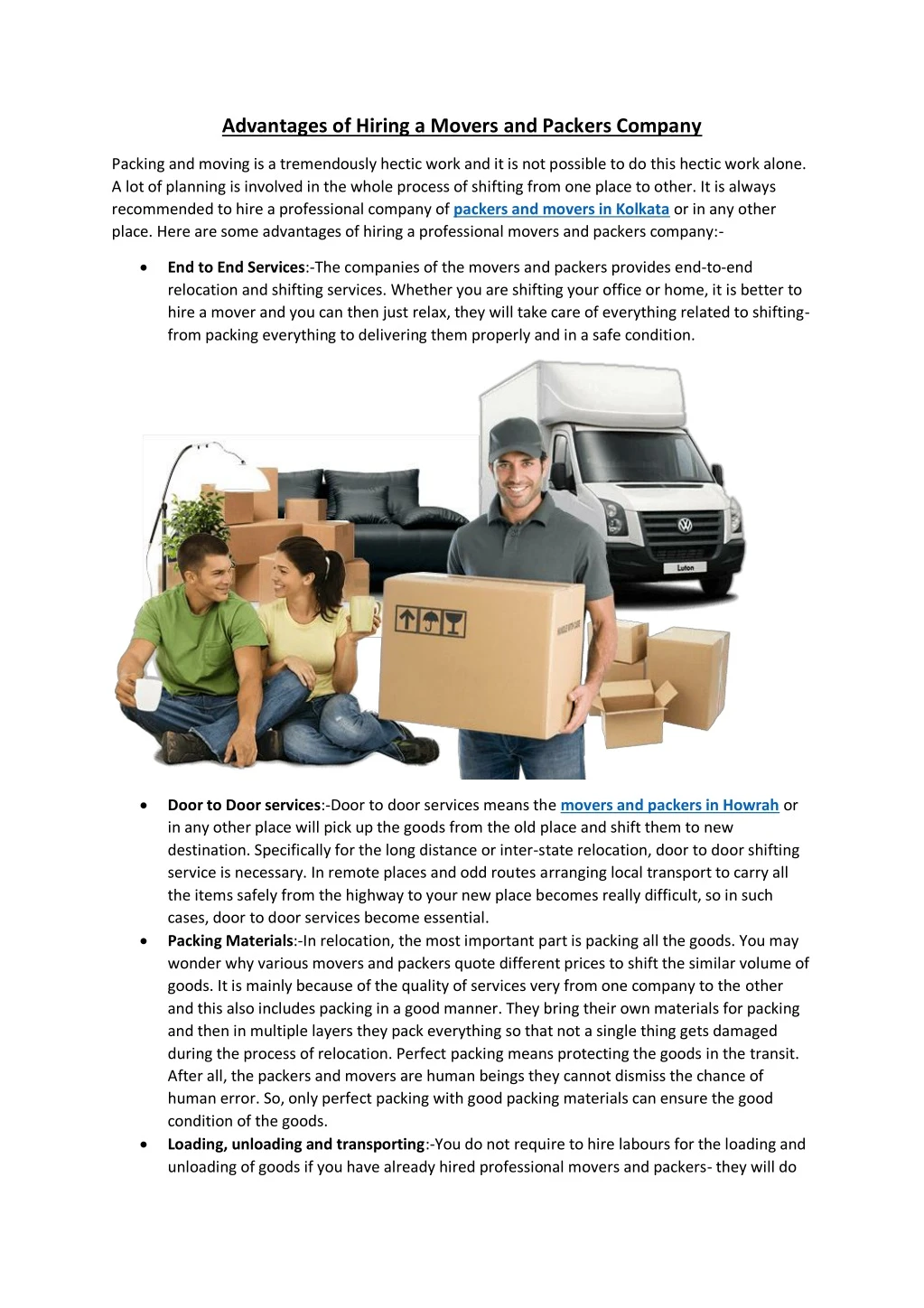 advantages of hiring a movers and packers company