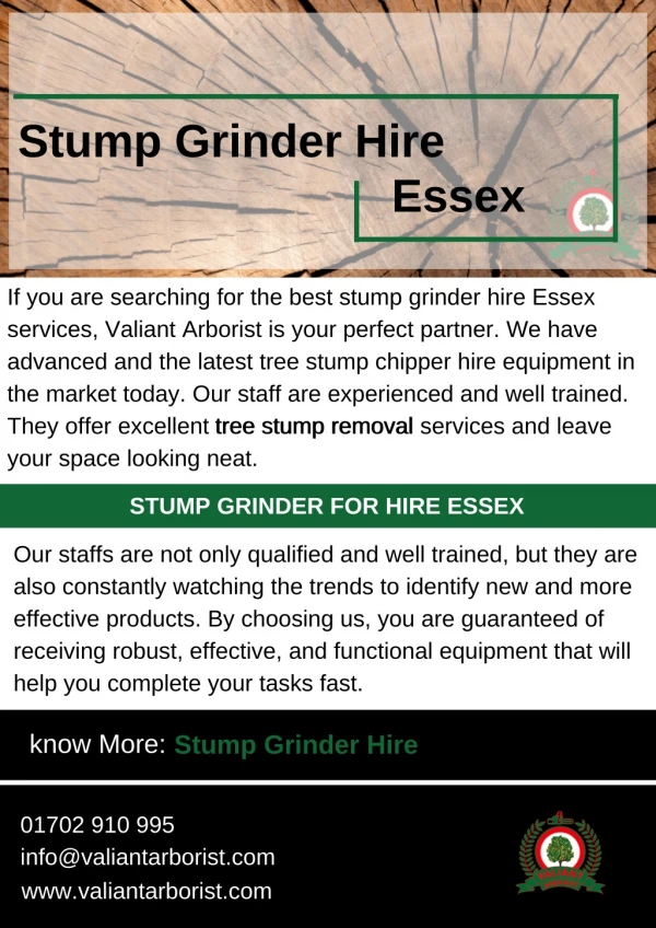 Stump Grinder Hire Essex