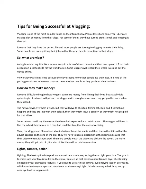 Tips for Being Successful at Vlogging: