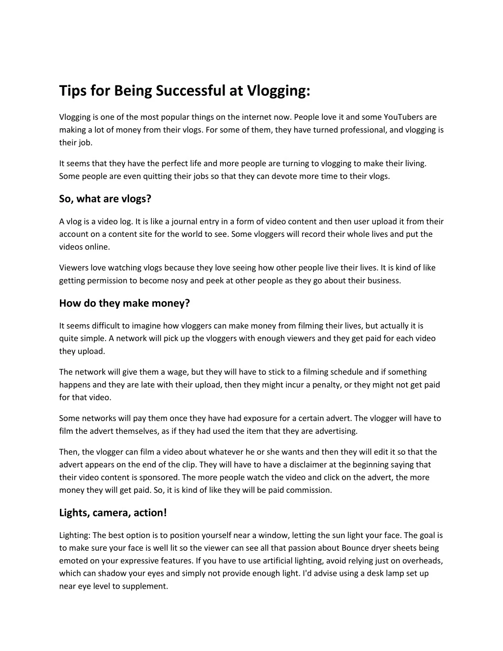 tips for being successful at vlogging