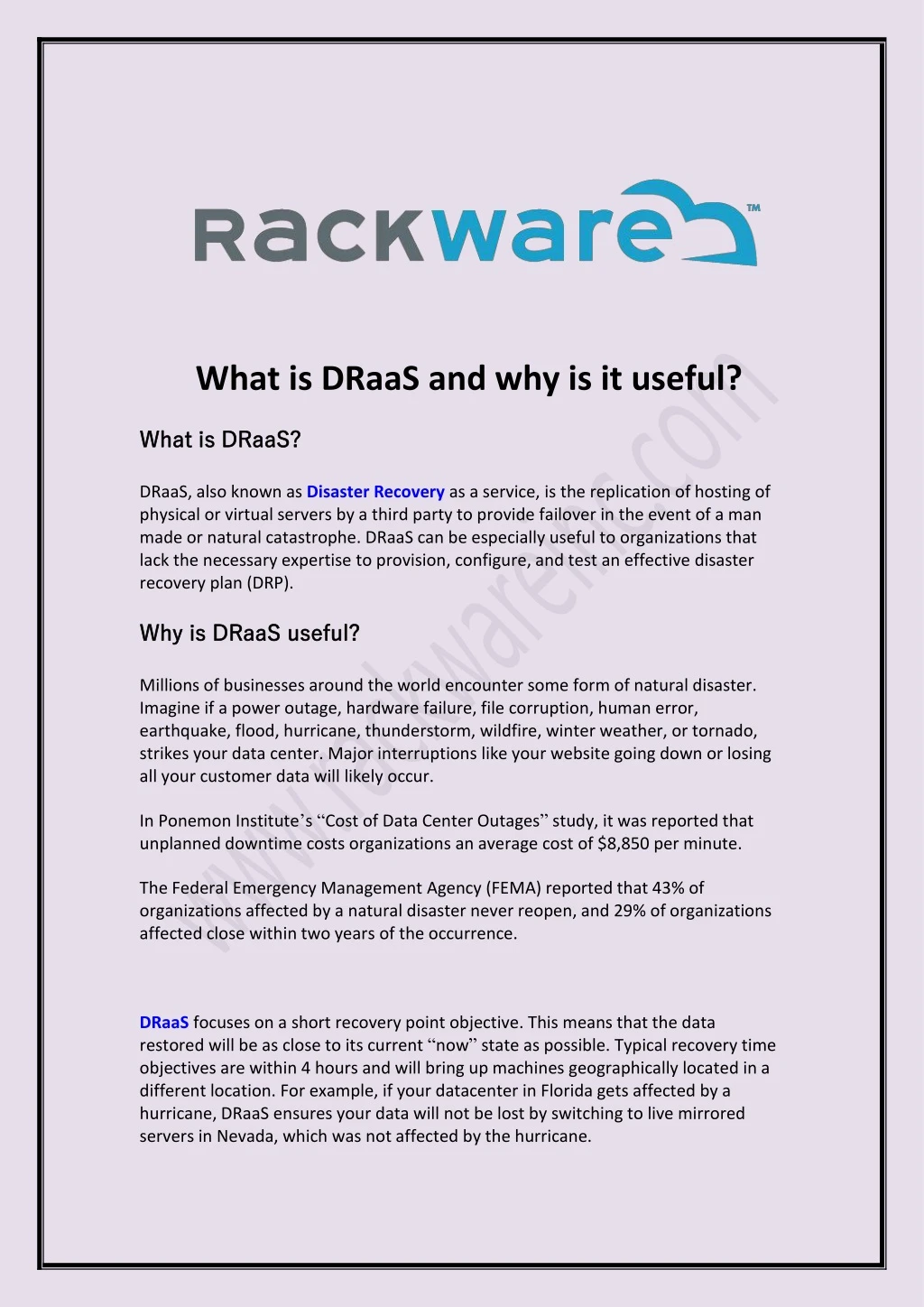 what is draas and why is it useful