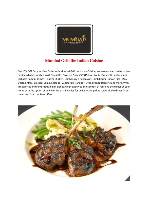 Mumbai Grill the Indian Cuisine-Ferntree Gully - Order Food Online