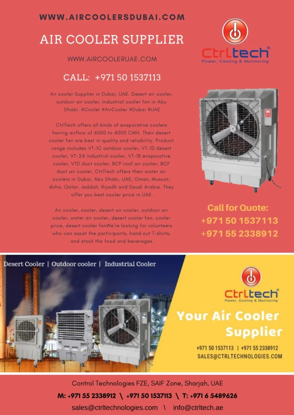 Desert air cooler, outdoor air cooler, Industrial cooler fan in Abu Dhabi