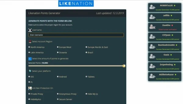 Likenation Auto Points Adder Online Generator 2019