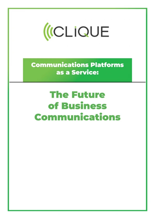 CPaaS: The Future of Business Communications
