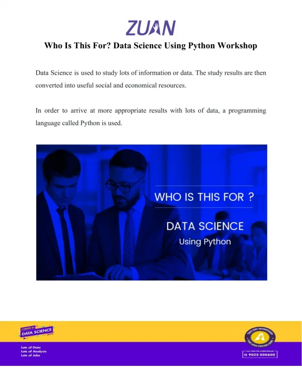 Who Is This For? Data Science Using Python Workshop